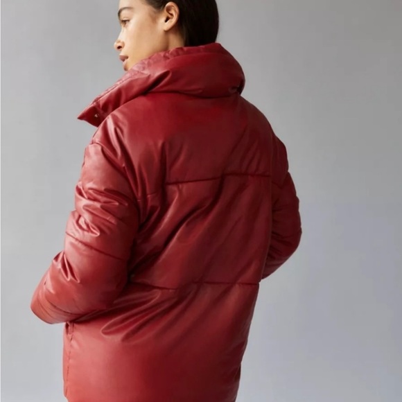 NWOT Anthropologie AVEC LES FILLES Womens L Faux Leather Puffer Coat - Picture 8 of 16